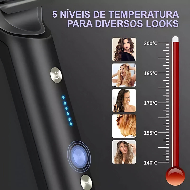 Escova Alisadora Bivolt 5 em 1 Alisa Hidrata Modela Alinha e Anti-Frizz